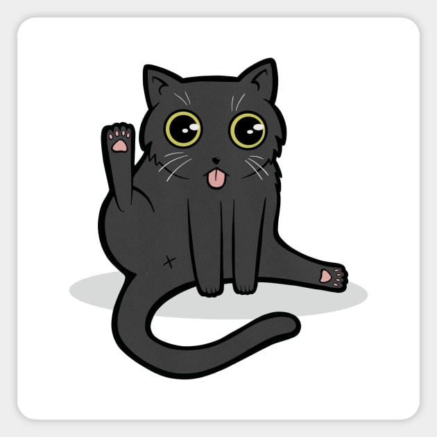 Funny Black Cat Licking Butt Sticker by JBeasleyDesigns